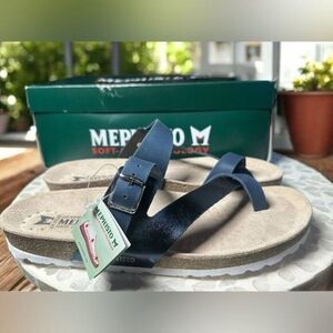 Mephisto Nalia Soft-Air Leather Comfort Sandals Arch Support Navy EU 41 US 11